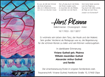 Traueranzeige von Horst Pitzinna von Siegener Zeitung