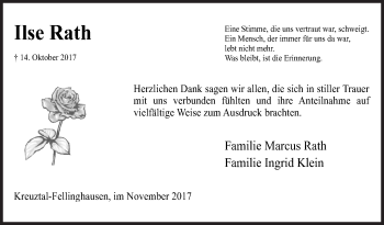 Traueranzeige von Ilse Rath von Siegener Zeitung