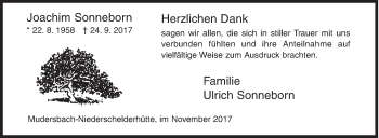 Traueranzeige von Joachim Sonneborn von Siegener Zeitung