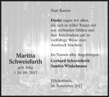 Traueranzeige von Maritta Schweisfurth von Siegener Zeitung
