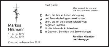 Traueranzeige von Markus Hilsmann von Siegener Zeitung