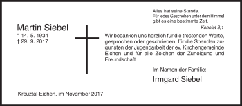 Traueranzeige von Martin Siebel von Siegener Zeitung