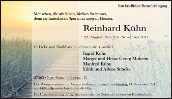 Traueranzeige von Reinhard Kühn von Siegener Zeitung