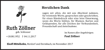 Traueranzeige von Ruth Zöllner von Siegener Zeitung