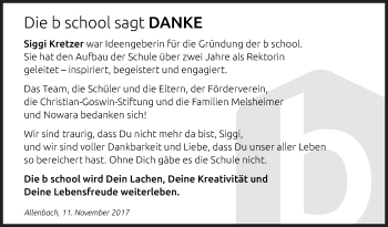 Traueranzeige von Siggi Kretzer von Siegener Zeitung