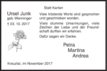 Traueranzeige von Ursel Junk von Siegener Zeitung