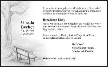 Traueranzeige von Ursula Becker von Siegener Zeitung