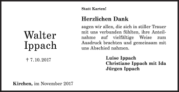 Traueranzeige von Walter Ippach von Siegener Zeitung