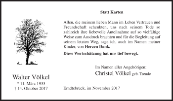 Traueranzeige von Walter Völkel von Siegener Zeitung