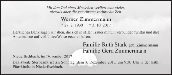 Traueranzeige von Werner Zimmermann von Siegener Zeitung