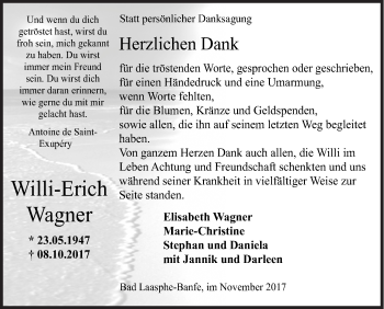 Traueranzeige von Willi-Erich Wagner von Siegener Zeitung