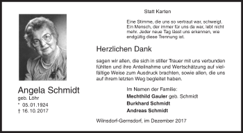 Traueranzeige von Angela Schmidt von Siegener Zeitung