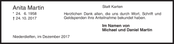 Traueranzeige von Anita Martin von Siegener Zeitung