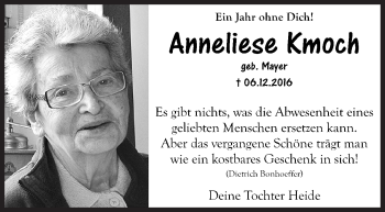 Traueranzeige von Anneliese Kmoch von Siegener Zeitung