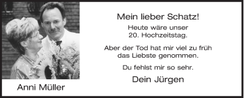 Traueranzeige von Anni Müller von Siegener Zeitung
