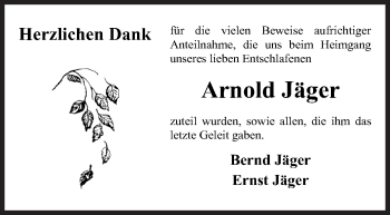 Traueranzeige von Arnold Jäger von Siegener Zeitung