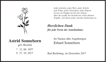 Traueranzeige von Astrid Sonneborn von Siegener Zeitung