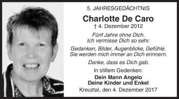 Traueranzeige von Charlotte De Caro von Siegener Zeitung