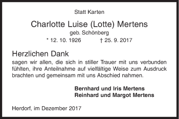 Traueranzeige von Charlotte Luise Mertens von Siegener Zeitung