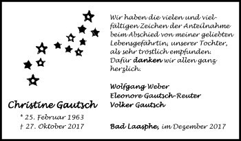 Traueranzeige von Christine Gautsch von Siegener Zeitung