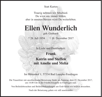 Traueranzeige von Ellen Wunderlich von Siegener Zeitung