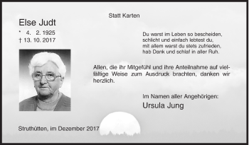 Traueranzeige von Else Judt von Siegener Zeitung