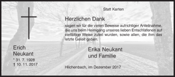 Traueranzeige von Erich Neukant von Siegener Zeitung