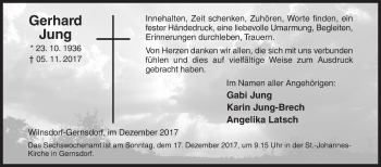 Traueranzeige von Gerhard Jung von Siegener Zeitung