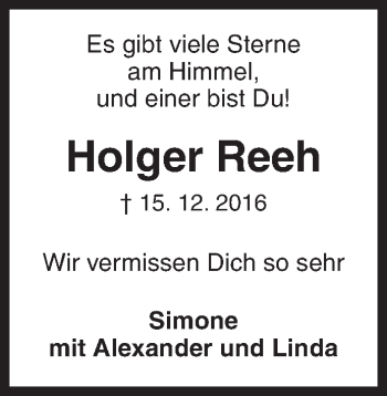 Traueranzeige von Holger Reeh von Siegener Zeitung