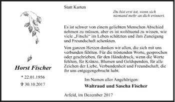 Traueranzeige von Horst Fischer von Siegener Zeitung