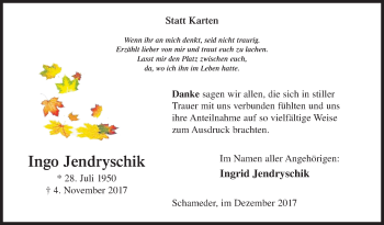 Traueranzeige von Ingo Jendryschik von Siegener Zeitung