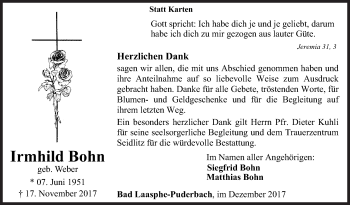 Traueranzeige von Irmhild Bohn von Siegener Zeitung
