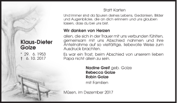 Traueranzeige von Klaus-Dieter Golze von Siegener Zeitung