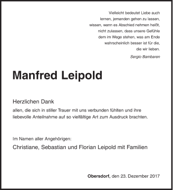 Traueranzeige von Manfred Leipold von Siegener Zeitung