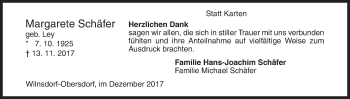 Traueranzeige von Margarete Schäfer von Siegener Zeitung
