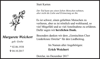 Traueranzeige von Margarete Weichert von Siegener Zeitung