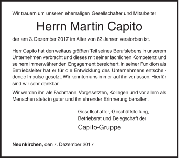 Traueranzeige von Martin Capito von Siegener Zeitung