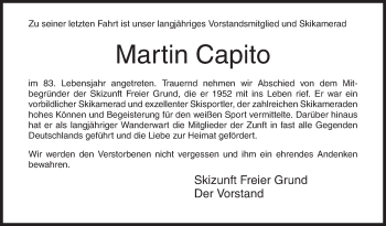 Traueranzeige von Martin Capito von Siegener Zeitung