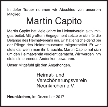 Traueranzeige von Martin Capito von Siegener Zeitung