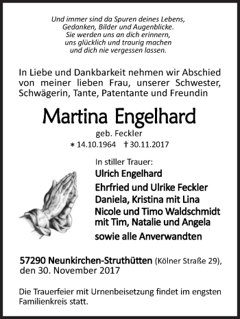 Traueranzeige von Martina Engelhard von Siegener Zeitung