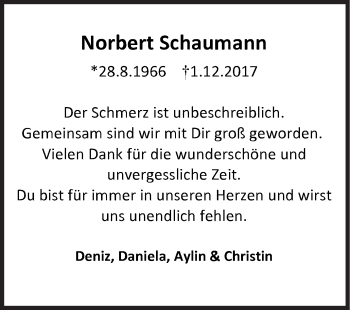 Traueranzeige von Norbert Schaumann von Siegener Zeitung