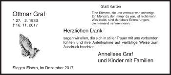 Traueranzeige von Ottmar Graf von Siegener Zeitung