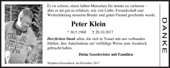 Traueranzeige von Peter Klein von Siegener Zeitung
