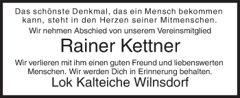 Traueranzeige von Rainer Kettner von Siegener Zeitung