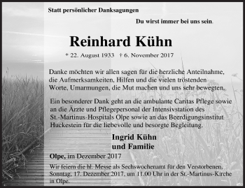 Traueranzeige von Reinhard Kühn von Siegener Zeitung