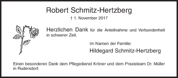 Traueranzeige von Robert Schmitz-Hertzberg von Siegener Zeitung