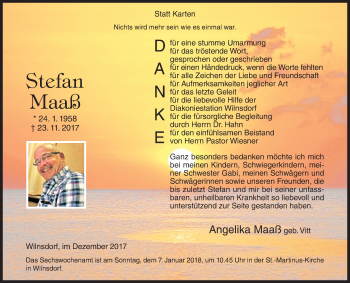 Traueranzeige von Stefan Maaß von Siegener Zeitung