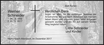 Traueranzeige von Werner Schneider von Siegener Zeitung