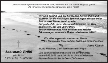 Traueranzeige von Annemarie Brühl von Siegener Zeitung