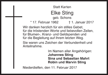 Traueranzeige von Elke Sting von Siegener Zeitung